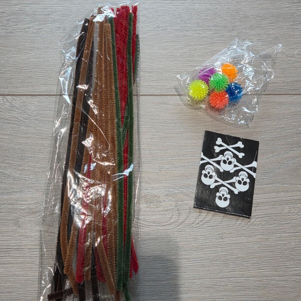 Crafting bundle pipe cleaners skull note pad and squishy fidget toys